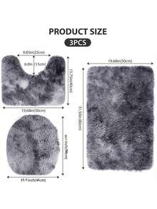 3pcs Solid Fuzzy Bath Rug - Red - View 2