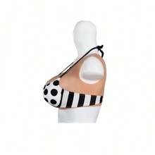 1入組男士矽膠胸罩，圓領設計，適用於變裝，Cosplay，男變女，中空設計性感矽膠胸罩，適合男性角色扮演服裝派對 - 米色 - 查看 4