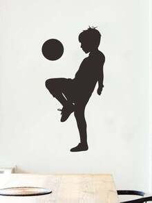Boy Playing Soccer Wall Sticker Home Room Decor Decal - Black - View 6