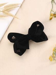 1 件/包 黑色天鵝絨蝴蝶兒童髮夾,秋冬 - 黑色 - 查看 2