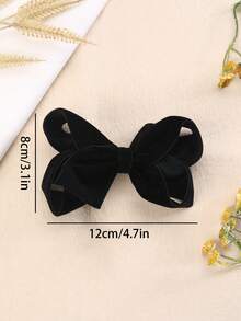 1 件/包 黑色天鵝絨蝴蝶兒童髮夾,秋冬 - 黑色 - 查看 6