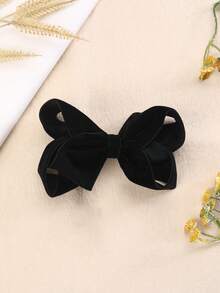 1 件/包 黑色天鵝絨蝴蝶兒童髮夾,秋冬 - 黑色 - 查看 5