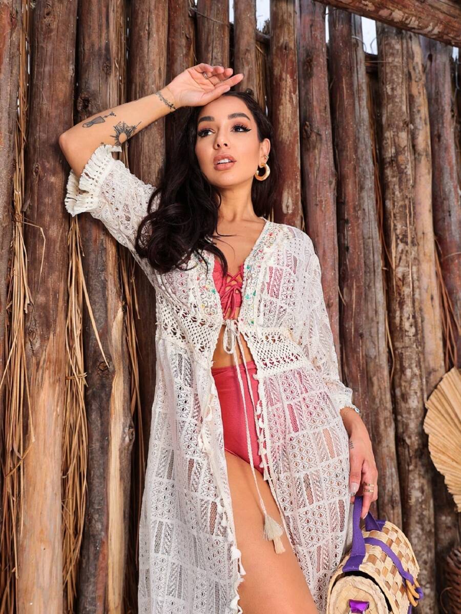 Women Cover Ups - 米色 - 查看 1