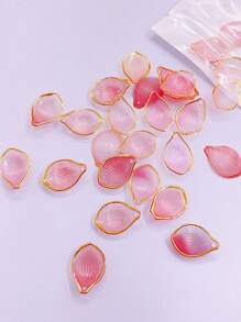 30入組亞克力樹脂金色壓花荷花瓣形配件,可用於髮夾,項鍊和手鍊的diy製作 - 彩色 - 查看 4