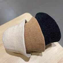 1 件 女式燈芯絨漁夫漁夫帽可調節頭圍休閒時尚百搭秋冬購物旅行帽 - 米色 - 查看 5