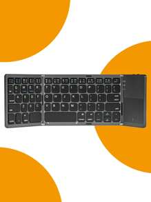 B033PLUS可折疊藍色的齒鍵盤,口袋尺寸便攜式迷你BT①無線
②無鋼圈鍵盤帶觸控板適用於安卓,,個人電腦,平板,帶可充電灰色的 - 灰色 - 查看 1