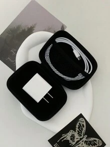 黑色心形 Eva 收纳盒，用于充电器和耳机线收纳 - 玫紅色 - 查看 4