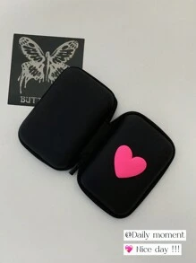 黑色心形 Eva 收纳盒，用于充电器和耳机线收纳 - 玫紅色 - 查看 3