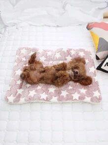 1 件装毛绒粉色星形长方形可洗保暖宠物床，适合中小型猫，四季皆宜 - 粉色 - 查看 1