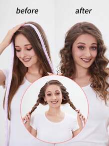 1 pieza Rizador de cabello sin calor, material de satén y esponja de 160 cm, ondas densamente rizadas, sin daños, diseño minimalista para deportes, sueño, rizado suelto, adecuado para el hogar, deportes, viajes, rodillos para el cabello, rizos sin calor, rizador de cabello, productos y accesorios para el cabello para salón de belleza, artículos esenciales de viaje, regreso a la escuela, artículos esenciales de viaje y vacaciones, accesorios para el cabello para mujeres