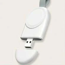 1入組白色磁性便攜智能手錶無線充電器帶USB表面 - 白色 - 查看 2