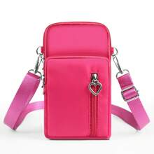 Puluz HAWEEL Mini Crossbody Vertical Zipper Pouch Phone Case Bag(Rose Red) - Hot Pink - View 2