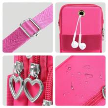 Puluz HAWEEL Mini Crossbody Vertical Zipper Pouch Phone Case Bag(Rose Red) - Hot Pink - View 4
