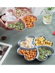 1 件圣诞花瓣白色水果盘休闲零食盒，带 4 个心形隔层，塑料糖果托盘，坚果和干果容器，适用于家庭和派对装饰，圣诞节 - 白色花瓣 - 查看 10