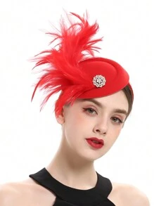 Vintage Tea Party Fascinator Hat For Women Kentucky Halloween Fascinators Derby Hat Pillbox Hat Hair Clip - Red - View 1