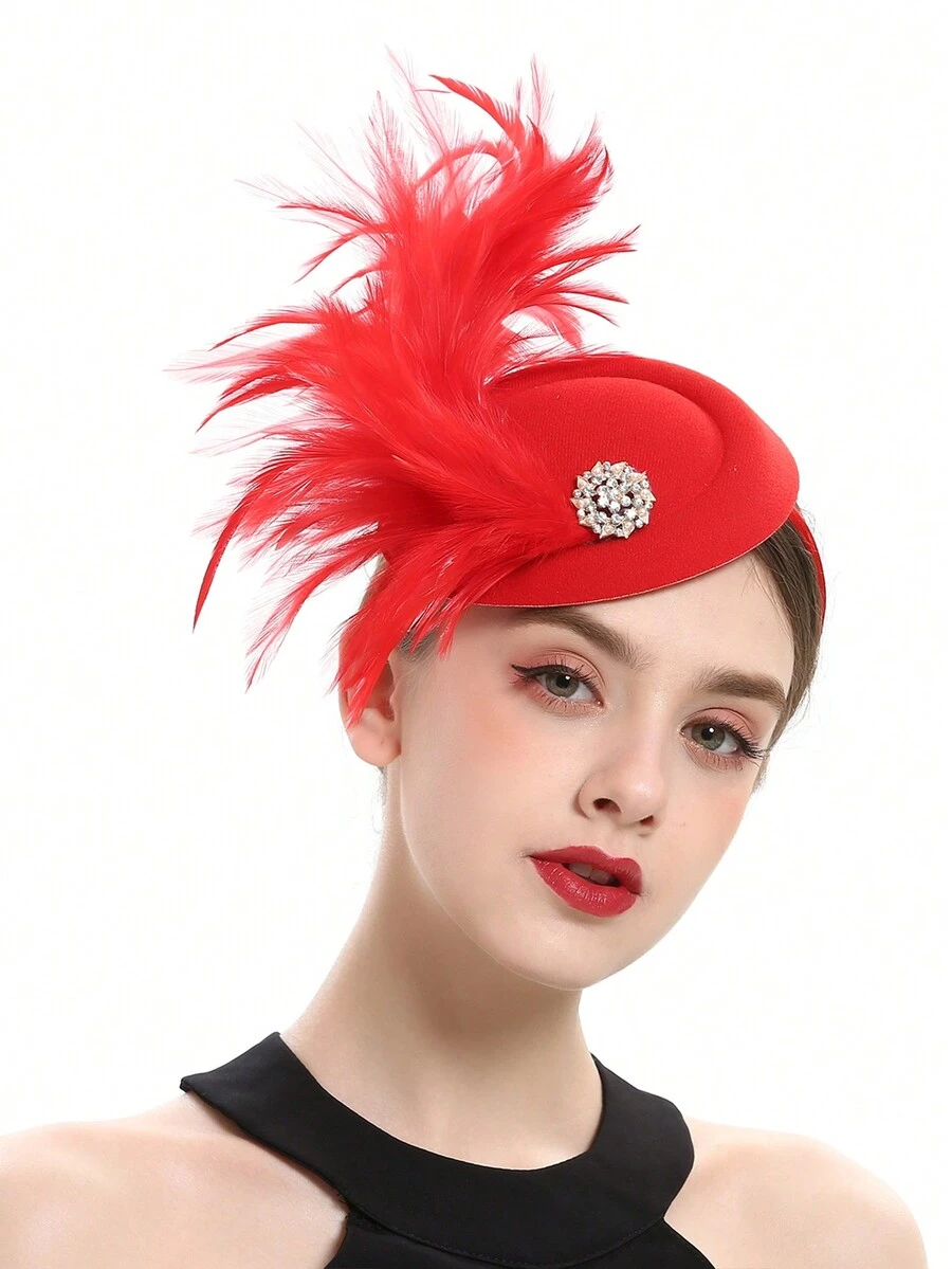 Vintage Tea Party Fascinator Hat For Women Kentucky Halloween Fascinators Derby Hat Pillbox Hat Hair Clip - Red - View 1