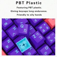 1set Korean Alphabet Print Pbt Two-tone Keycaps For Mechanical Keyboard, High Profile, Purple/pink - GJ Neon PBT KR Keycaps x1 - View 5