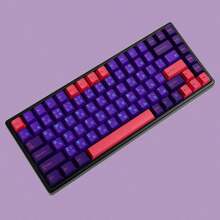 1set Korean Alphabet Print Pbt Two-tone Keycaps For Mechanical Keyboard, High Profile, Purple/pink - GJ Neon PBT KR Keycaps x1 - View 2