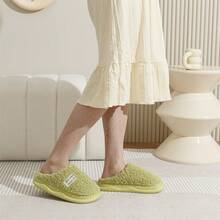 Plush Women's Home Warm Slippers - Green - View 6