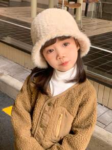 1入組秋冬男女童漁夫帽，暖和可愛的寶寶帽，時尚實用 - 卡其色 - 查看 1