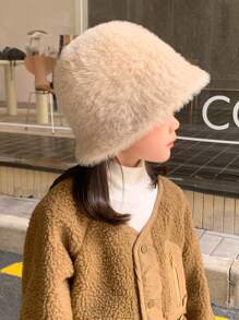 1入組秋冬男女童漁夫帽，暖和可愛的寶寶帽，時尚實用 - 卡其色 - 查看 8