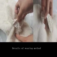 1入粉色珍珠扣毛絨柔軟圍巾,加厚人造貂皮交叉頸保暖,韓式設計,適用於秋冬季 - 粉色 - 查看 3