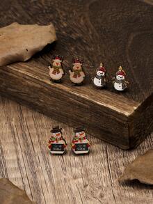 3 對/套木製聖誕樹、聖誕老人、雪人、馴鹿耳釘套裝 - 彩色 - 查看 2