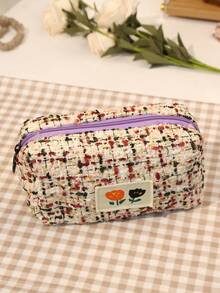 Neceser Trenzado Rojo Para Mujer Con Estampado De Flores - Morado - Ver 1