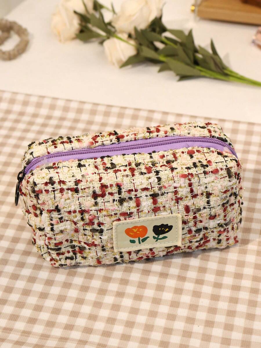 Neceser Trenzado Rojo Para Mujer Con Estampado De Flores - Morado - Ver 1