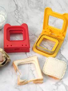 1 Cortador De Pan De Sándwich En Rojo, Cortador De Galletas De Múltiples Formas, Molde De Pan, Rebanador De Tostadas Y Cortador De Pan De Bolsillo