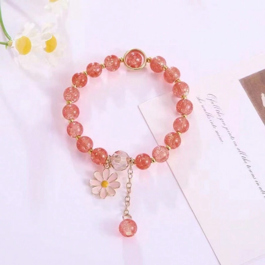 1pc Pink Beaded Bracelet Suitable For Women's Daily Wear - Pink - View 1