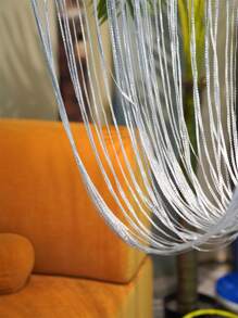 1入組銀色帶流蘇裝飾窗簾,現成窗簾可用於婚禮和家居裝飾 - 淺灰色 - 查看 3