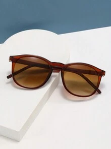1pc Unisex Stylish & Simple Uv Protection Sunglasses Suitable For Daily Wear - Brown - View 2