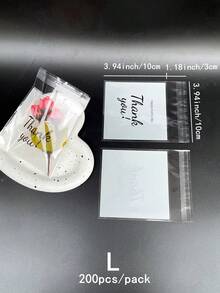 200 件小禮物感謝印刷 Opp 包裝袋 - 米色 - 查看 4