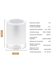 Lámpara LED de noche, Altavoz Bluetooth inalámbrico,Portátil Smart Touch Control Lámpara de Mesita de Noche - Multicolor - Ver 8