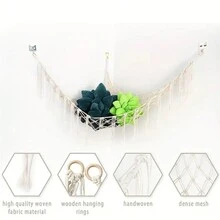 手編繩,掛牆式玩具收納網袋,牆壁裝飾,蕾絲掛牆式玩具收納架,佈局手編繩雙層懸掛掛毯臥室家居裝飾,波西米亞填充玩具網式吊床,大號55英寸玩具網式吊床,麻繩填充動物角落掛式網口袋,網式吊床毛絨玩具組織者帶流蘇,適用於臥室、幼兒園、家庭組織、返校課堂用品 - 白色 - 查看 2