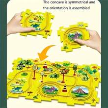 兒童益智軌道車玩具車 Diy 拼圖軌道電動車城景搭建益智玩具(5 件套,恐龍)