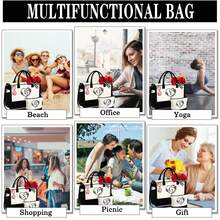 Personalized Tote Bag for Women Monogrammed Travel Beach Bag With Zipper Makeup Pouch Canvas Tote Bag with Make up Bag Gifts for Women Girls - L - 查看 6