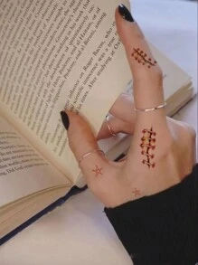 (5 件/包) 万圣节恐怖疤痕纹身贴纸，防水持久假血伤口设计个性化纹身，适合女性/男性 - 彩色 - 查看 3