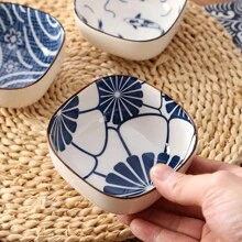 6 件/套 6 盎司酱油蘸料碗，瓷器配菜/盘子，用于小吃寿司番茄酱调味品开胃菜甜点，厨房准备小捏碗，各种图案学校用品，圣诞礼物 - 藍色 - 查看 7