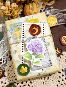 1個復古火漆封條貼紙信封邀請卡裝飾口袋材料 - 綠色 - 查看 2