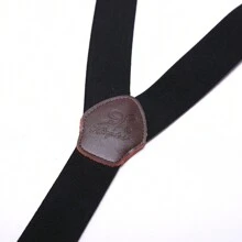 1pc Solid Color Adjustable Suspenders For Men, Suitable For Daily Wear - Black - View 3