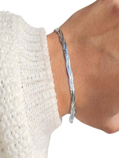 Pulseira Feminina Trançada De 3 Fios Em Prata 925 Legítima