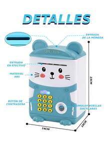 Alcancia Electronica Caja Seguridad Niños Clave Caja Fuerte - Azul - Ver 7