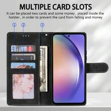 ZZXX One Blue Wallet Magnetic Flip With Card Slot, Bracket Function, Photo Frame, And Hand Rope Skin Friendly Material PU Leather OPP BAG Case Compatible With Galaxy A04s A12 A13 A14 A23 A31 A32 A33 A34 A51 A52 A53 A54 A71 Fall Prevention Cover Shell - Blue - View 2