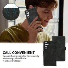 ZZXX One Blue Wallet Magnetic Flip With Card Slot, Bracket Function, Photo Frame, And Hand Rope Skin Friendly Material PU Leather OPP BAG Case Compatible With Galaxy A04s A12 A13 A14 A23 A31 A32 A33 A34 A51 A52 A53 A54 A71 Fall Prevention Cover Shell - Blue - View 4