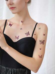 （30 件/套）蝴蝶临时纹身，防水、持久逼真、多色，适用于男女，节日/Y2k 主题化妆和派对装饰 - 彩色 - 查看 4