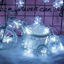 Snowflake LED Light Series Decorative Series With Transparent Cable 4 Meters Snowflake LED Light Strip Garland - White - View 1