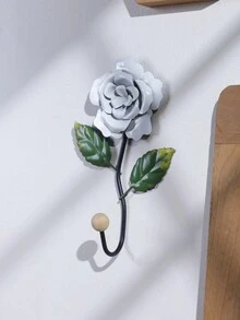 1個裝飾牆掛鉤,掛衣帽鑰匙毛巾花卉點綴鐵造掛鈎,老式掛鉤家居客廳門口裝飾用品 - 彩色 - 查看 4