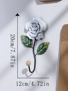 1個裝飾牆掛鉤,掛衣帽鑰匙毛巾花卉點綴鐵造掛鈎,老式掛鉤家居客廳門口裝飾用品 - 彩色 - 查看 2